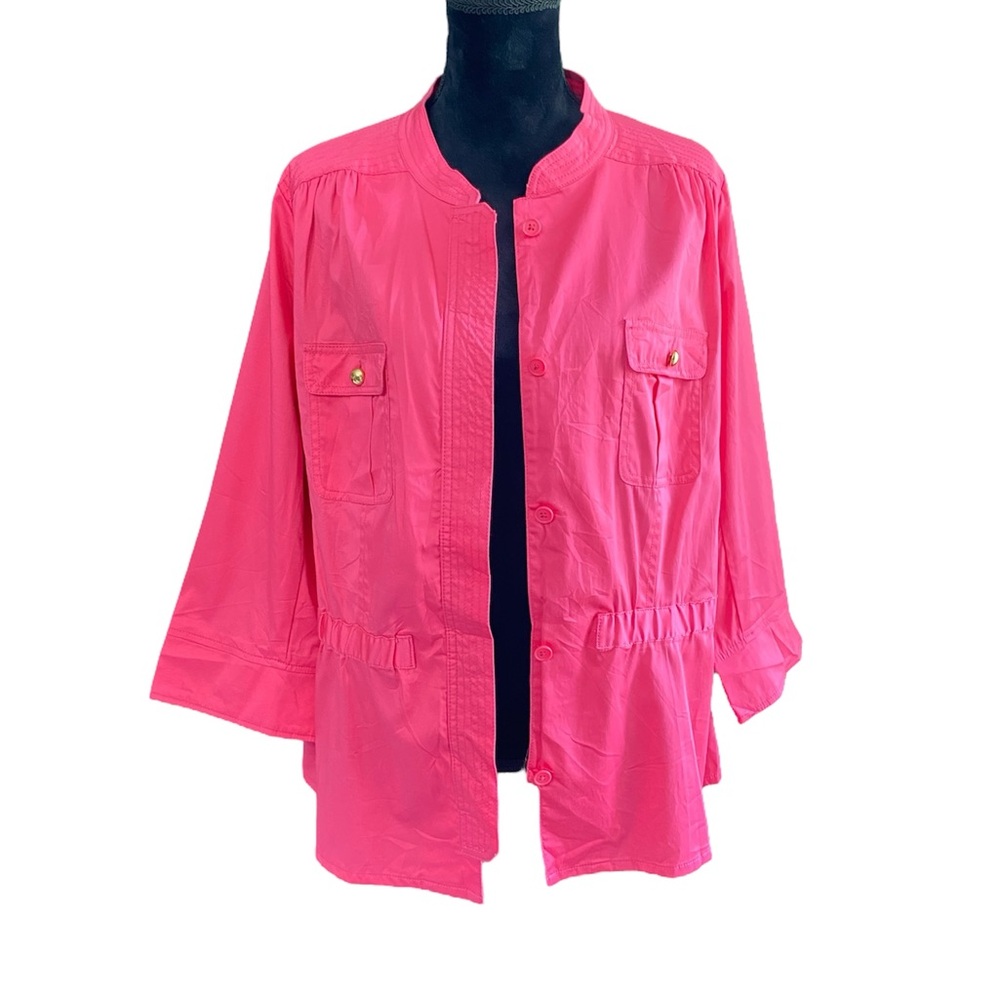 Joan Rivers 18W Bright Pink Jacket with Gold Buttons